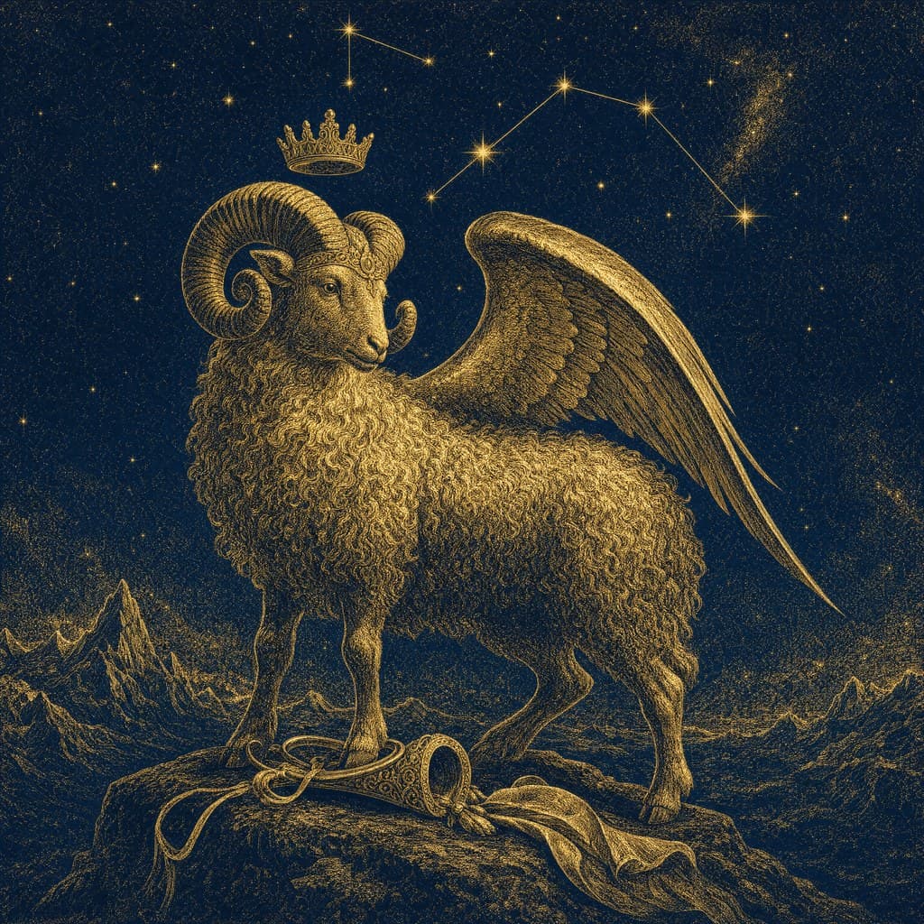 Aries — Gold-Ink Night — Square