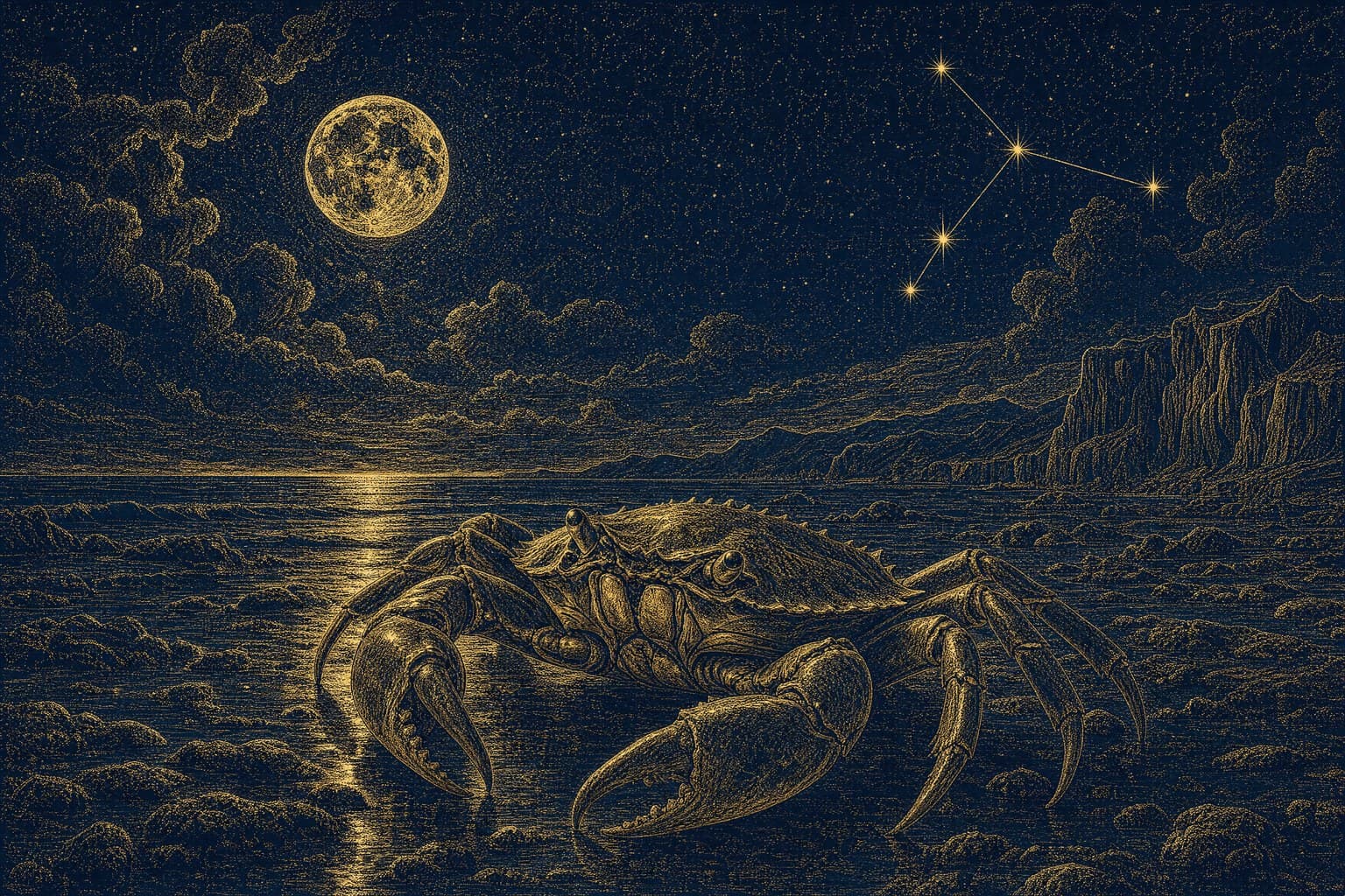 Cancer — Gold-Ink Night — Cinematic