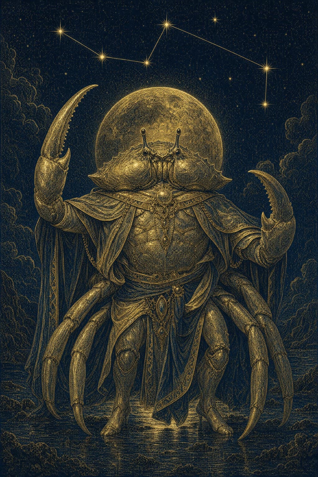 Cancer — Gold-Ink Night — Portrait