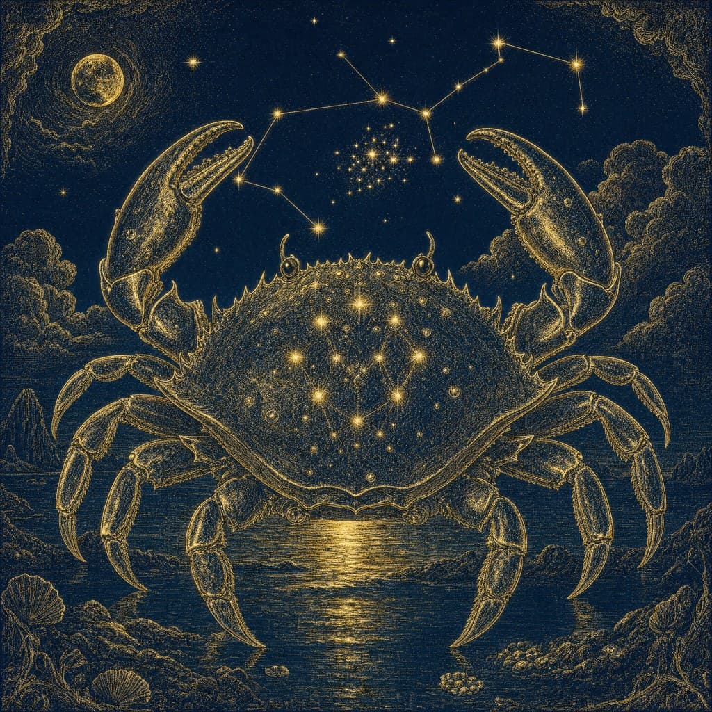 Cancer — Gold-Ink Night — Square