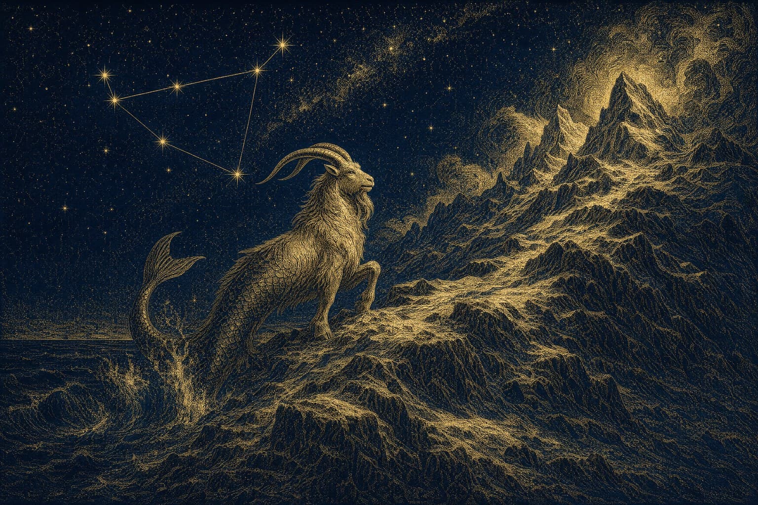 Capricorn — Gold-Ink Night — Cinematic