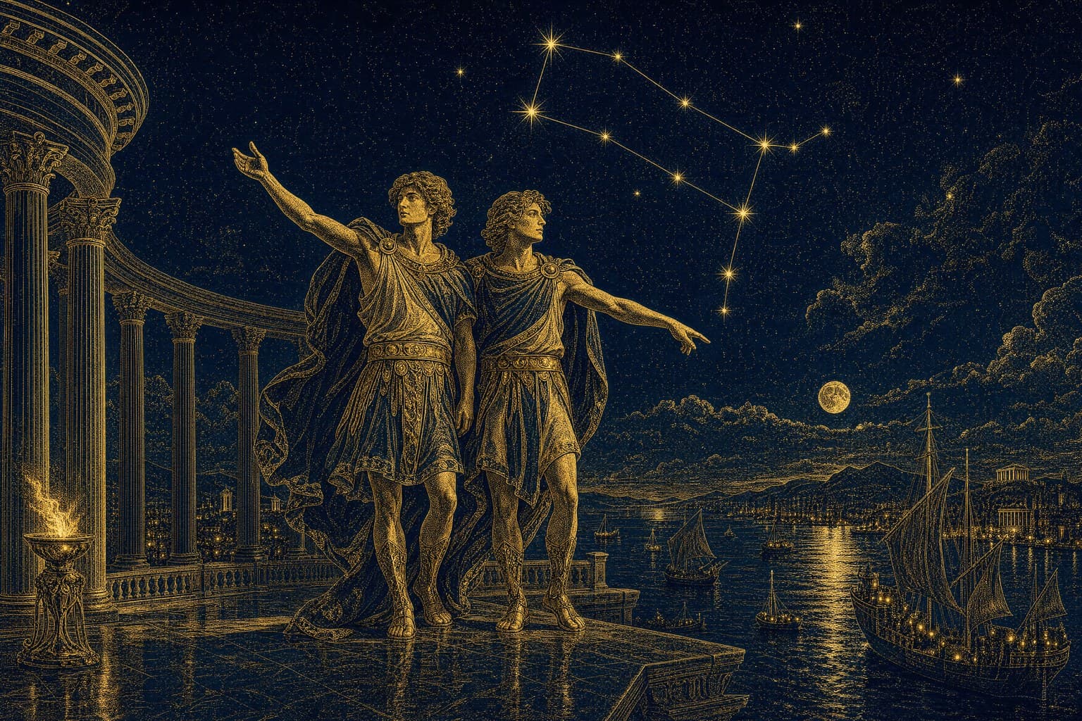 Gemini — Gold-Ink Night — Cinematic