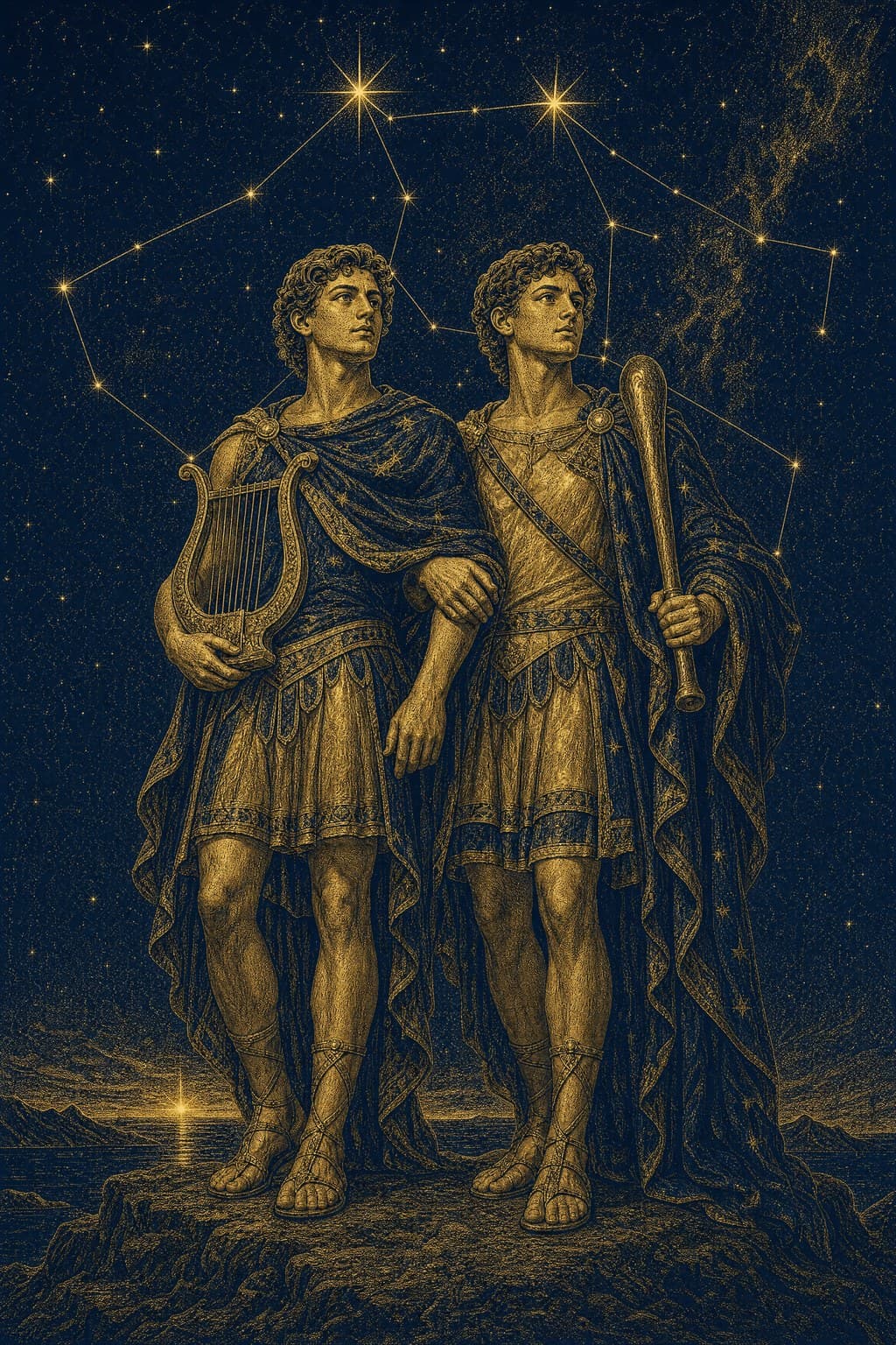 Gemini — Gold-Ink Night — Portrait