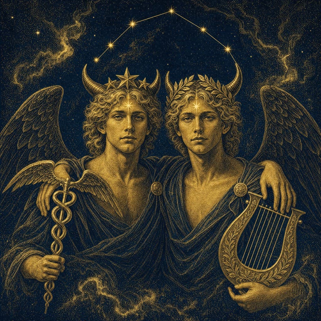 Gemini — Gold-Ink Night — Square
