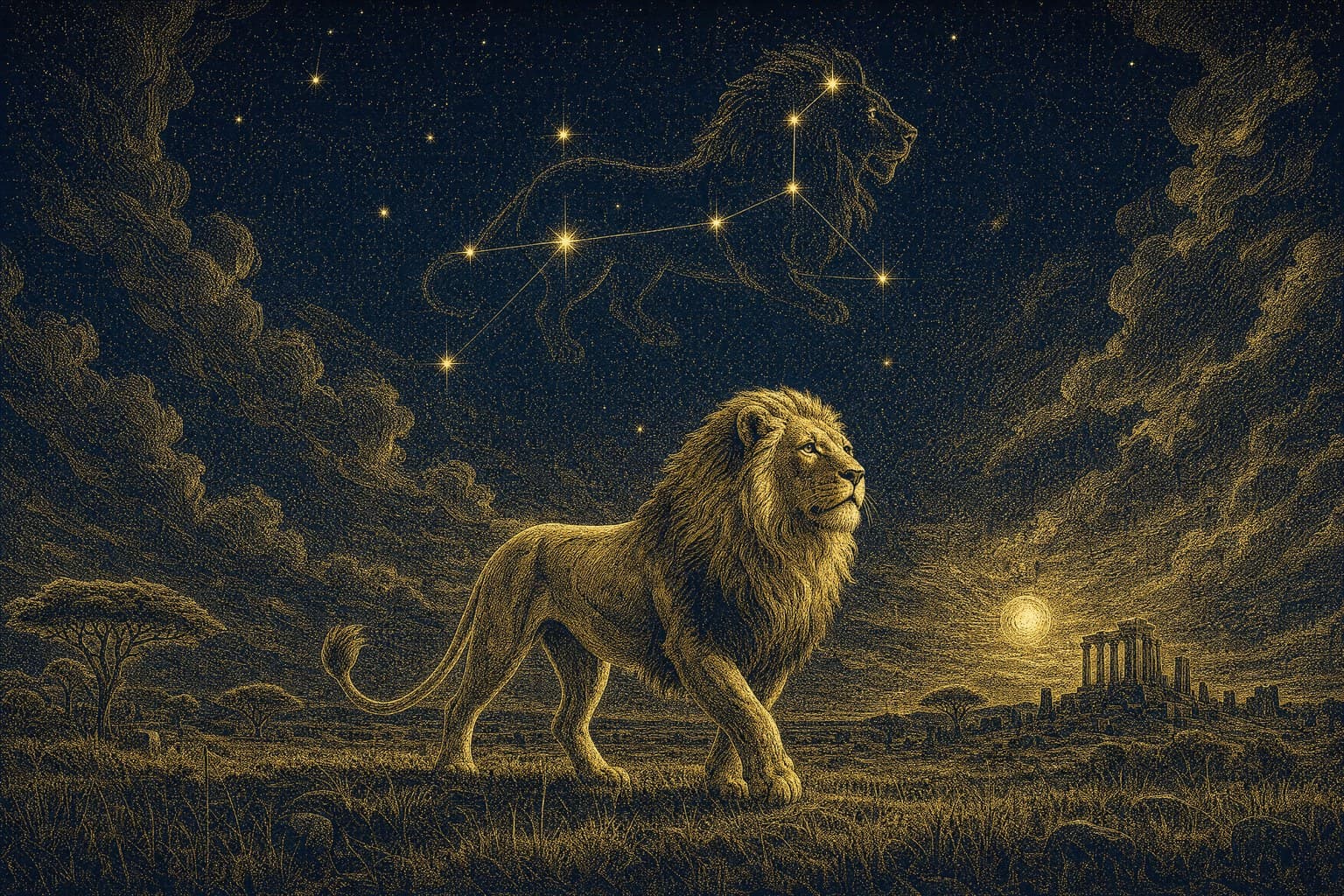Leo — Gold-Ink Night — Cinematic