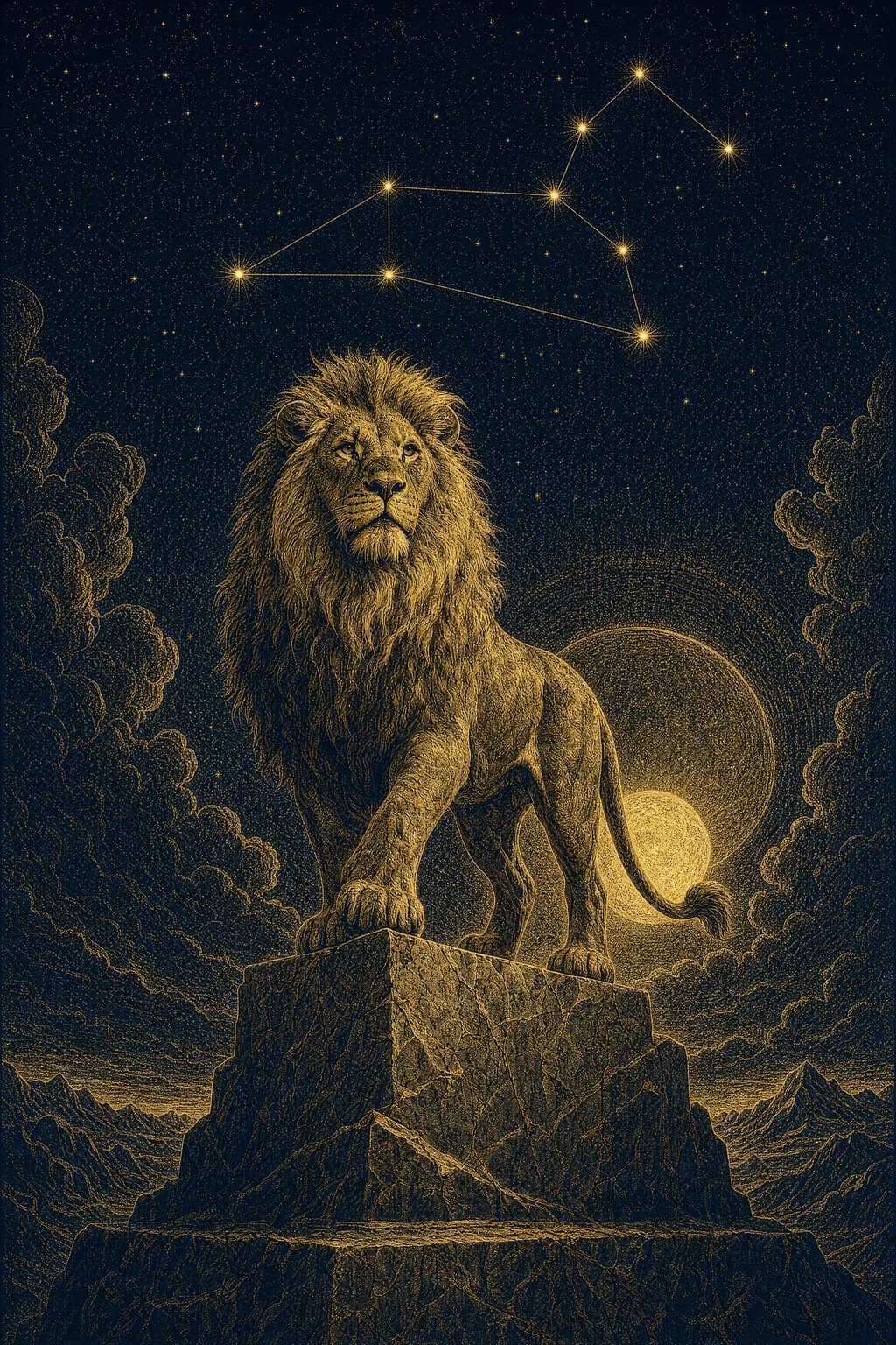 Leo — Gold-Ink Night — Portrait