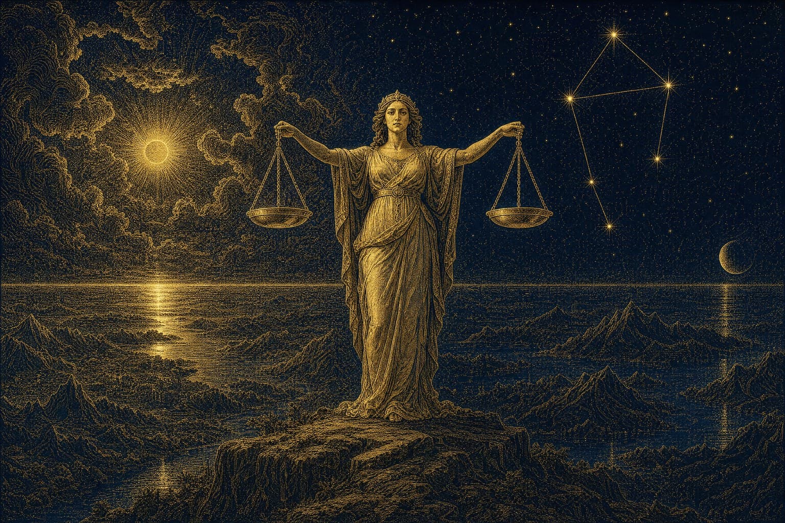 Libra — Gold-Ink Night — Cinematic