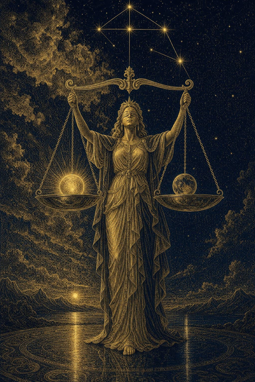 Libra — Gold-Ink Night — Portrait