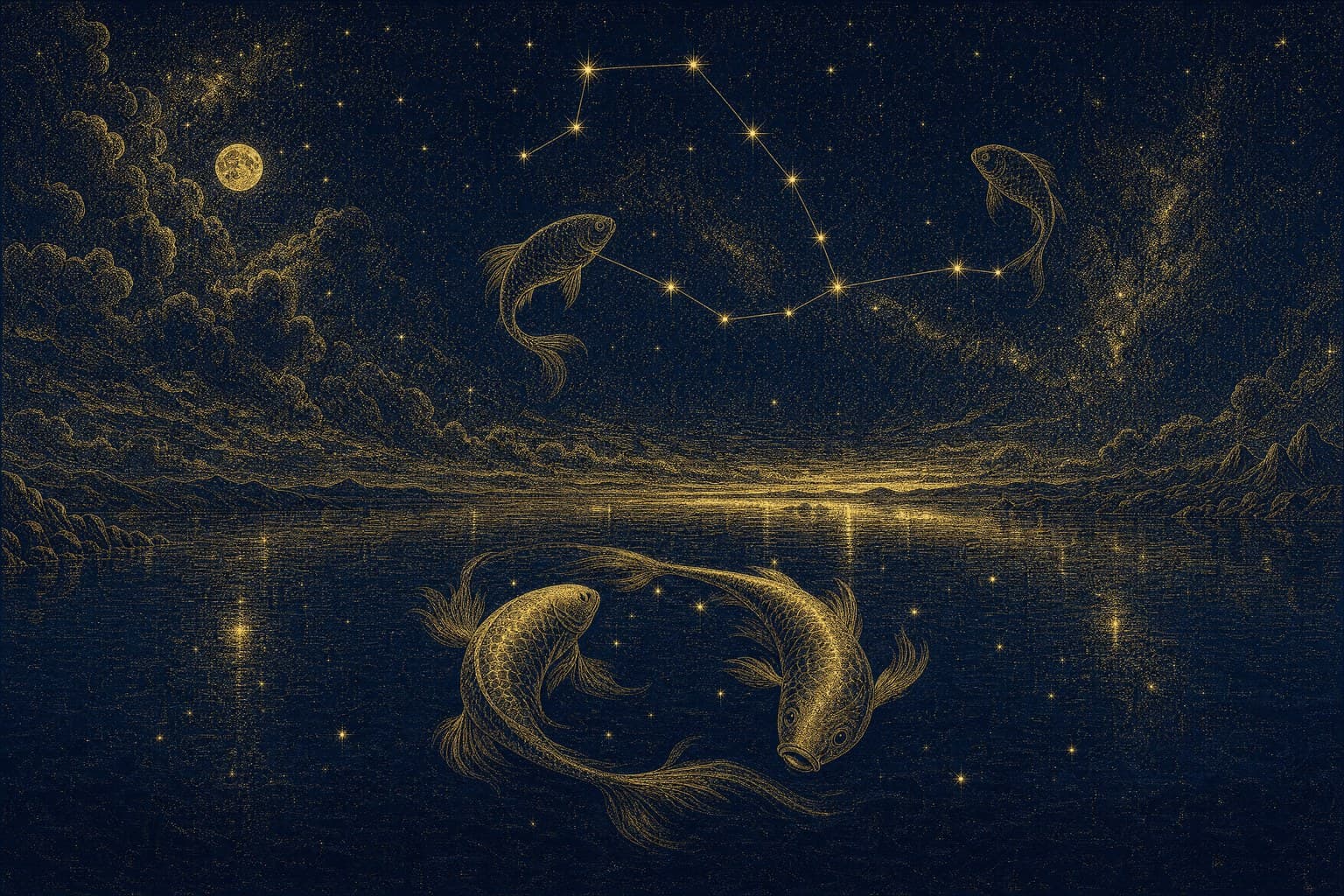 Pisces — Gold-Ink Night — Cinematic