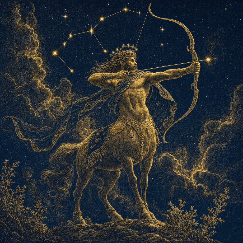 Sagittarius — Gold-Ink Night — Square