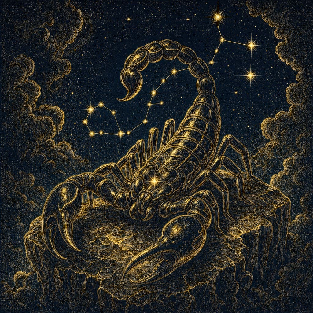 Scorpio — Gold-Ink Night — Square
