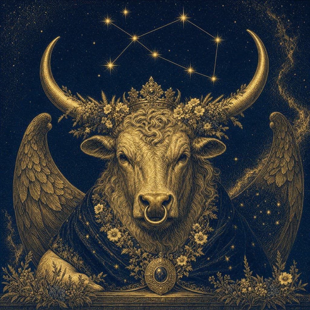 Taurus — Gold-Ink Night — Square