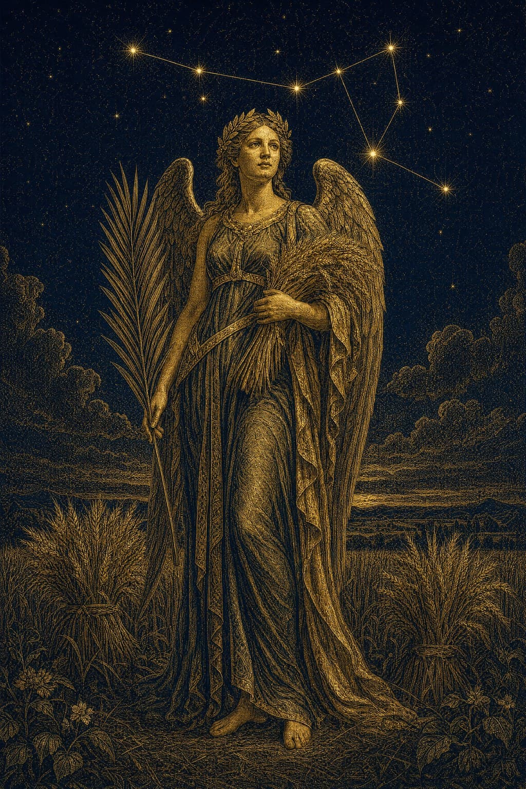 Virgo — Gold-Ink Night — Portrait