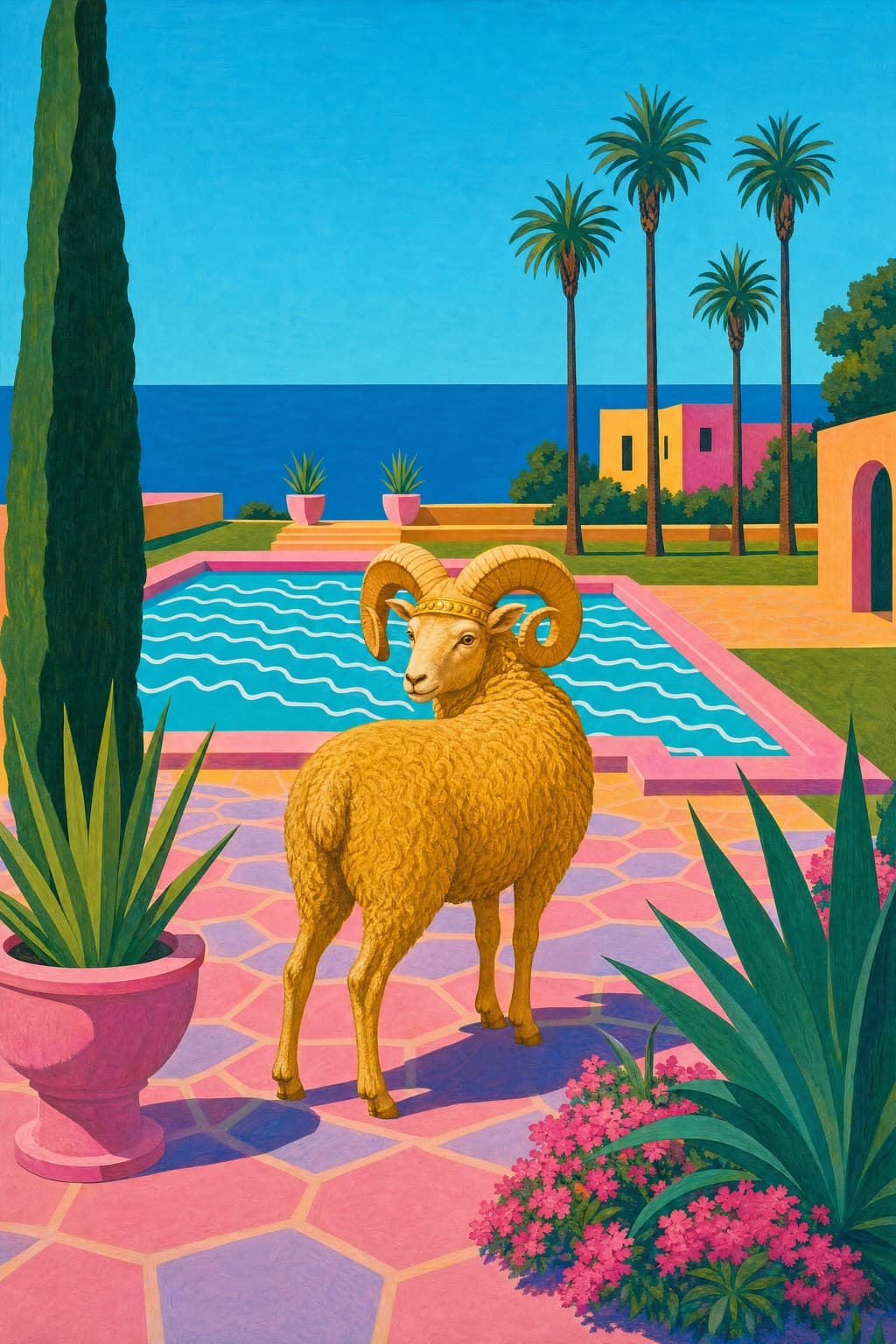 Aries — Pool & Palm — Portrait