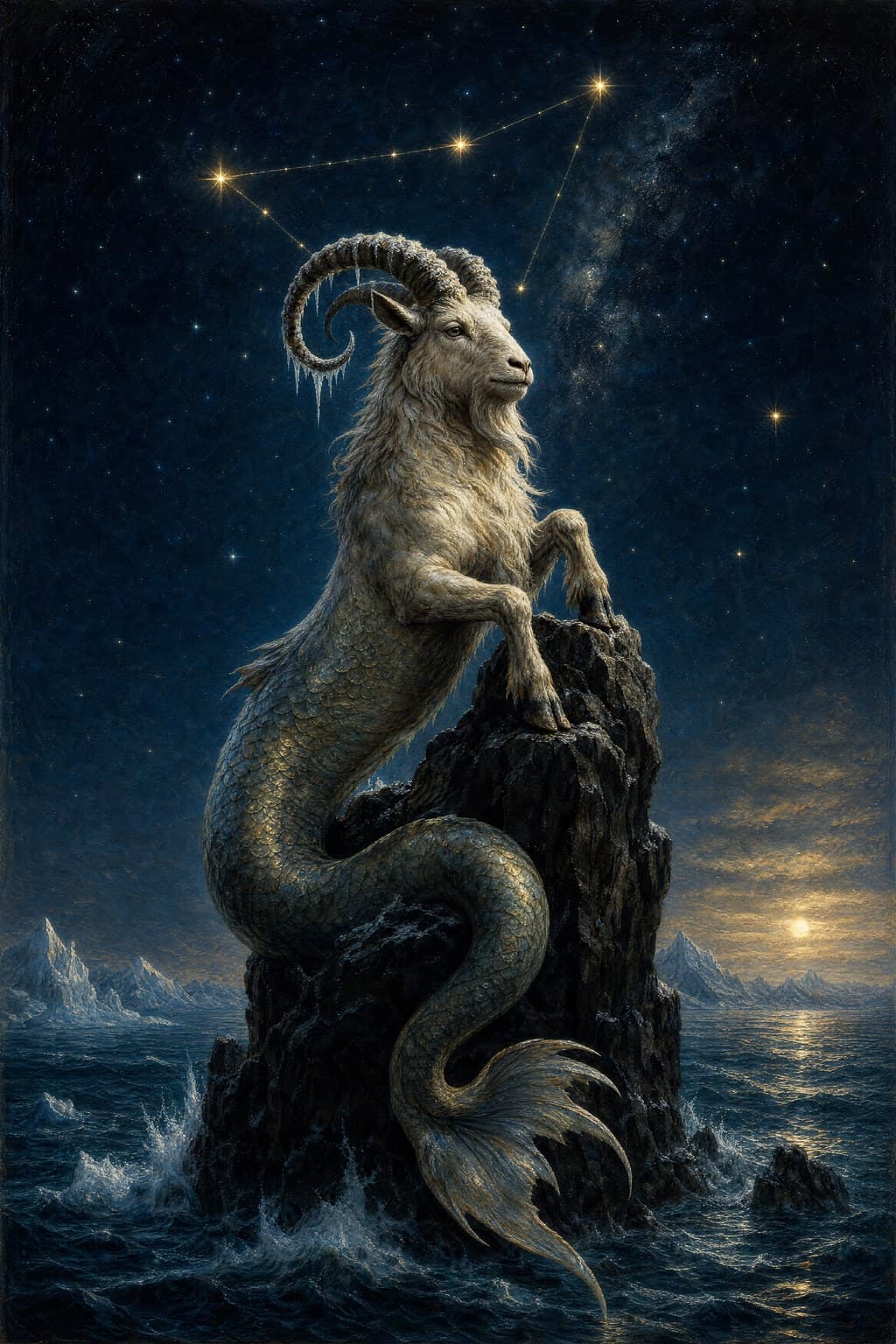 Capricorn, The Sea-Goat — painted study