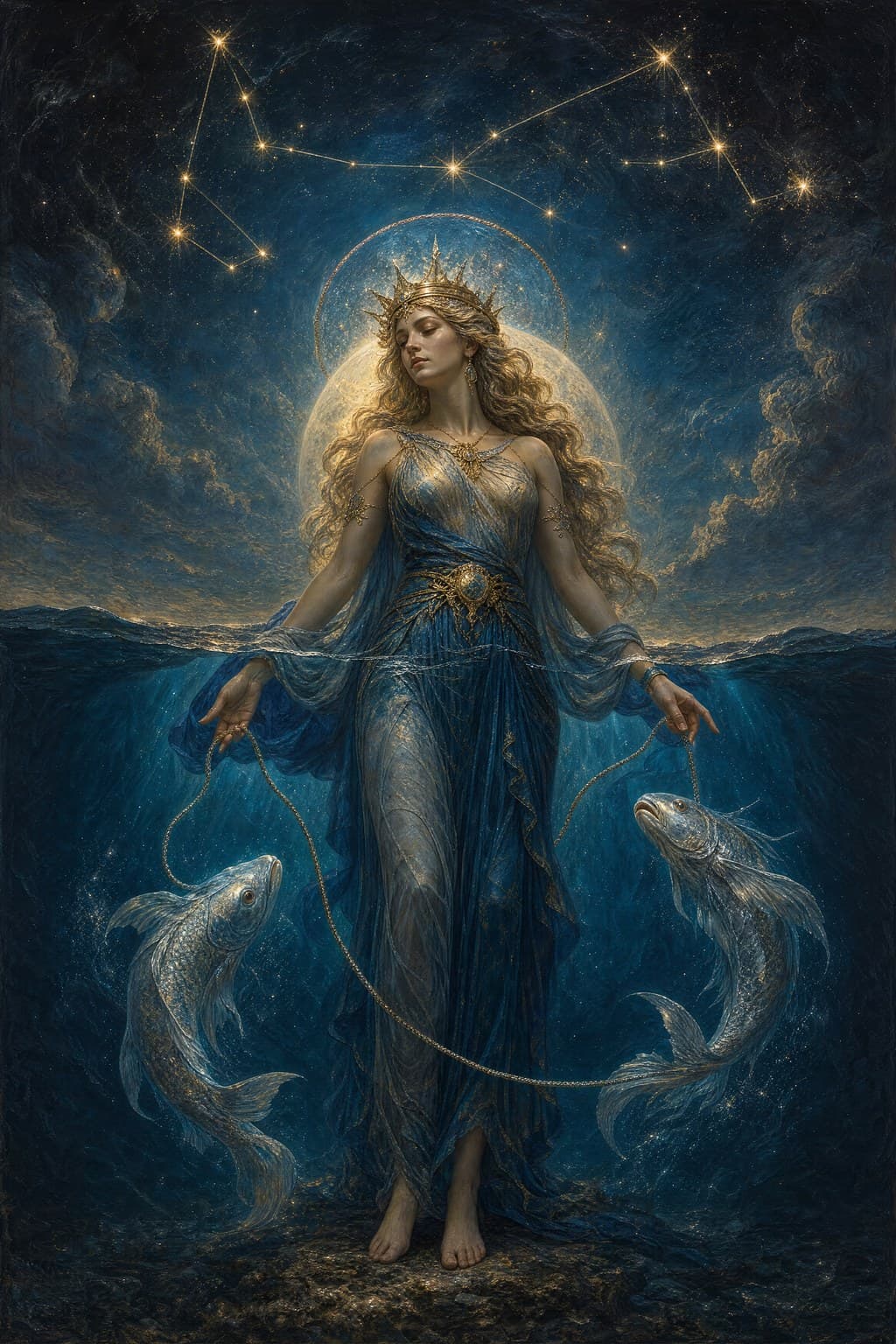 Pisces, The Fishes — painted study