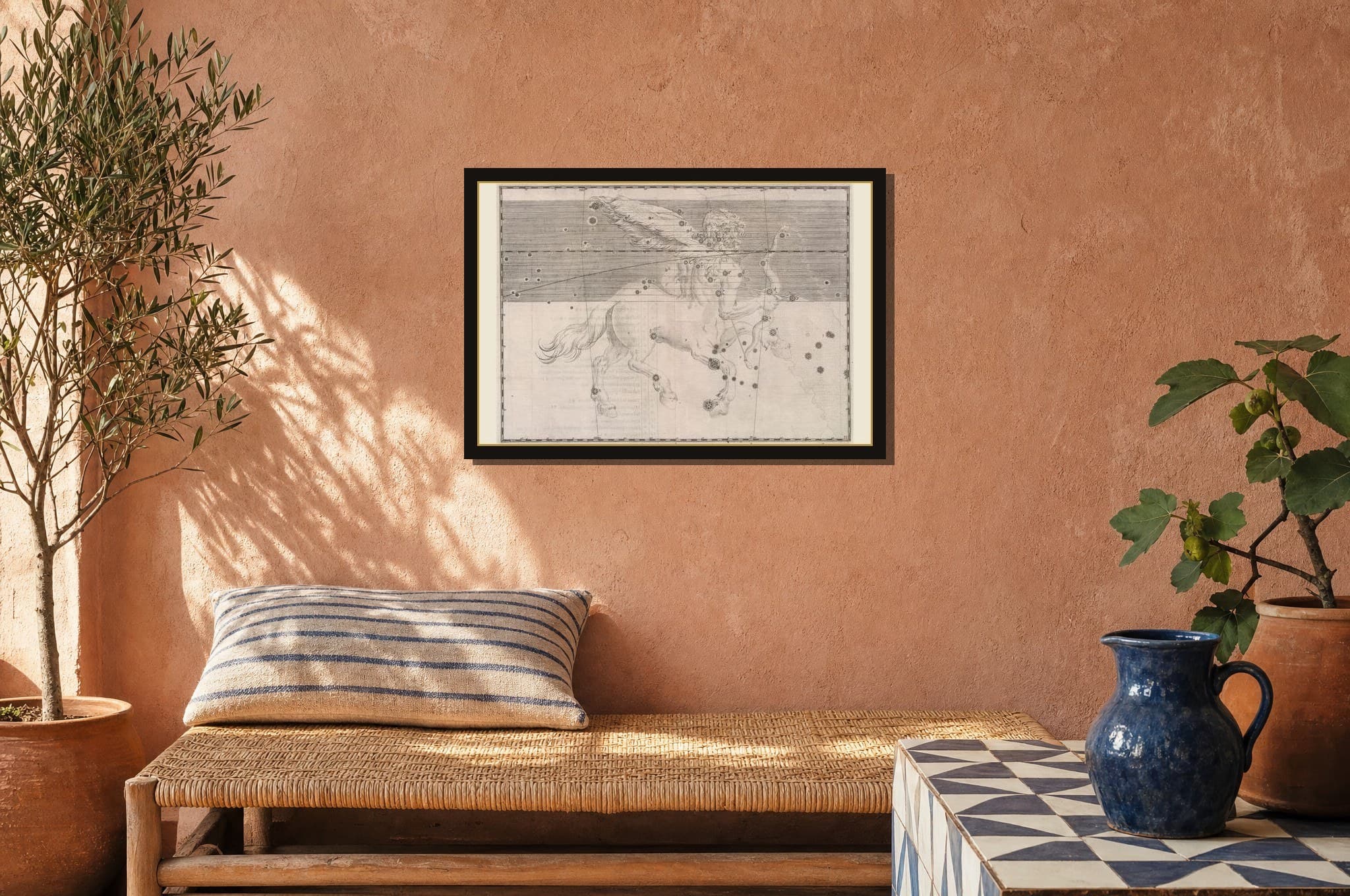 Sagittarius, the Archer hanging framed in a room
