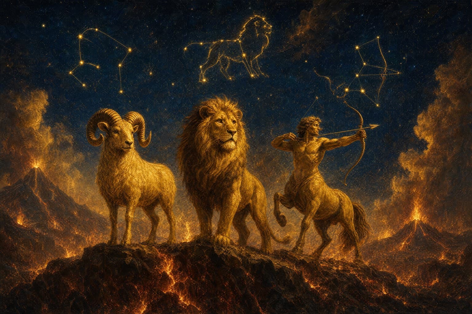 The Fire trine — Aries · Leo · Sagittarius