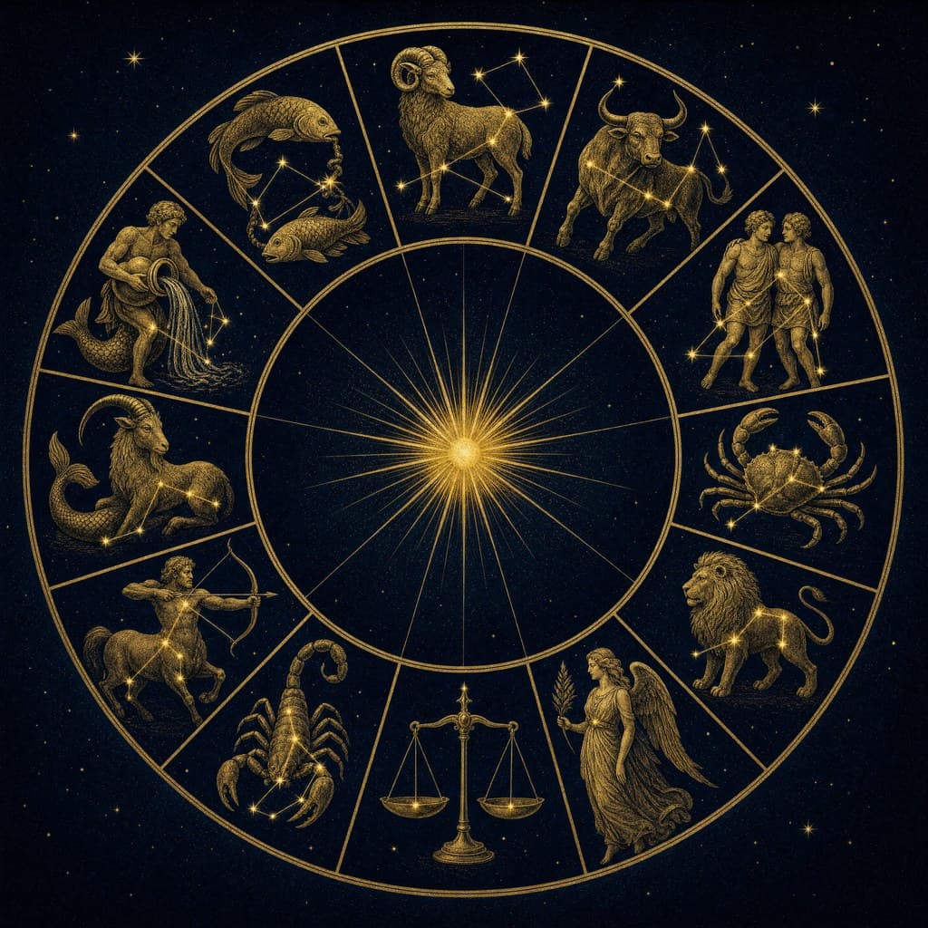 The Gilded Ecliptic — Gold ink on night blue