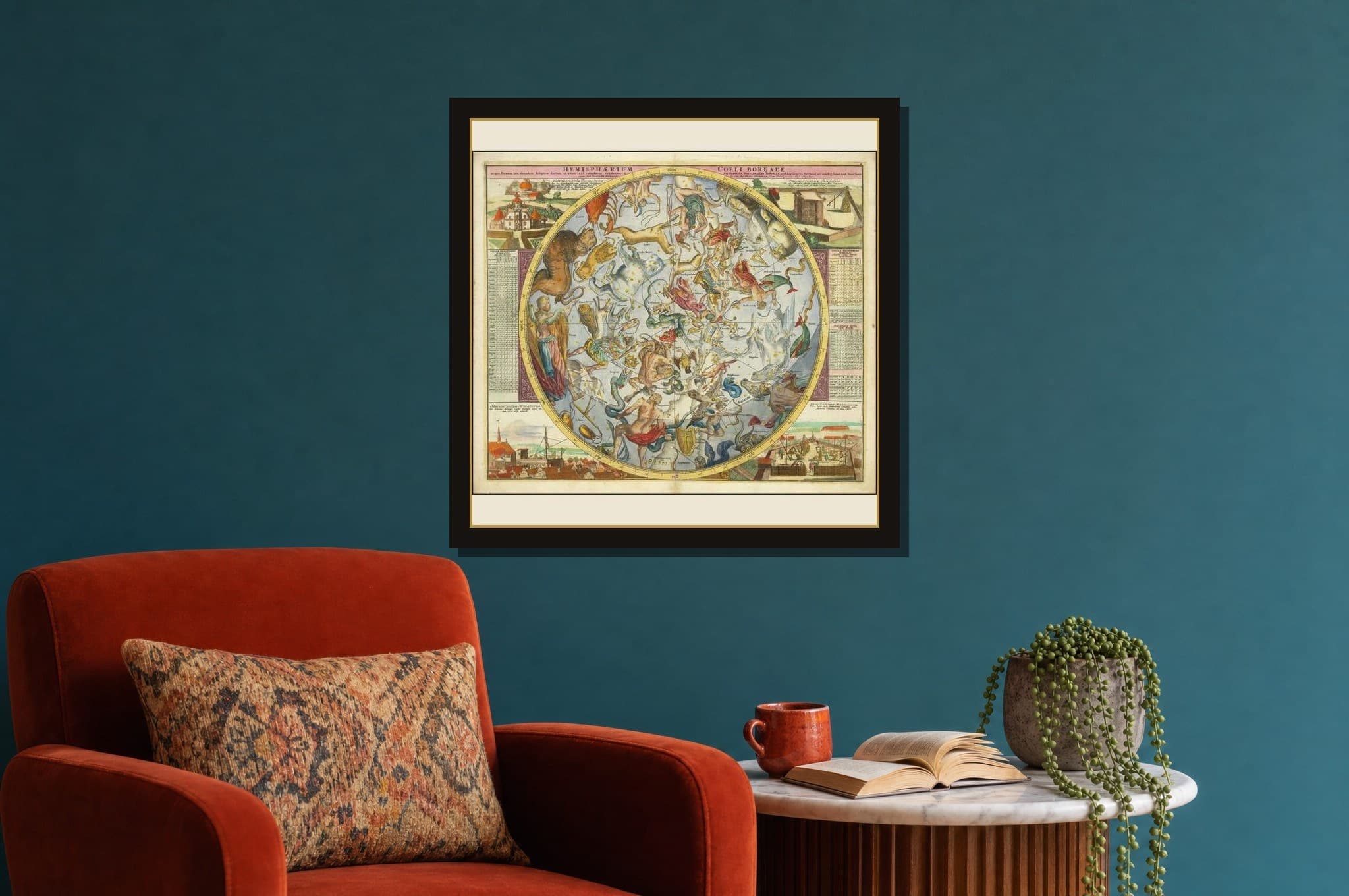 Hemisphaerium Coeli Boreale shown as a framed fine-art print in a styled room