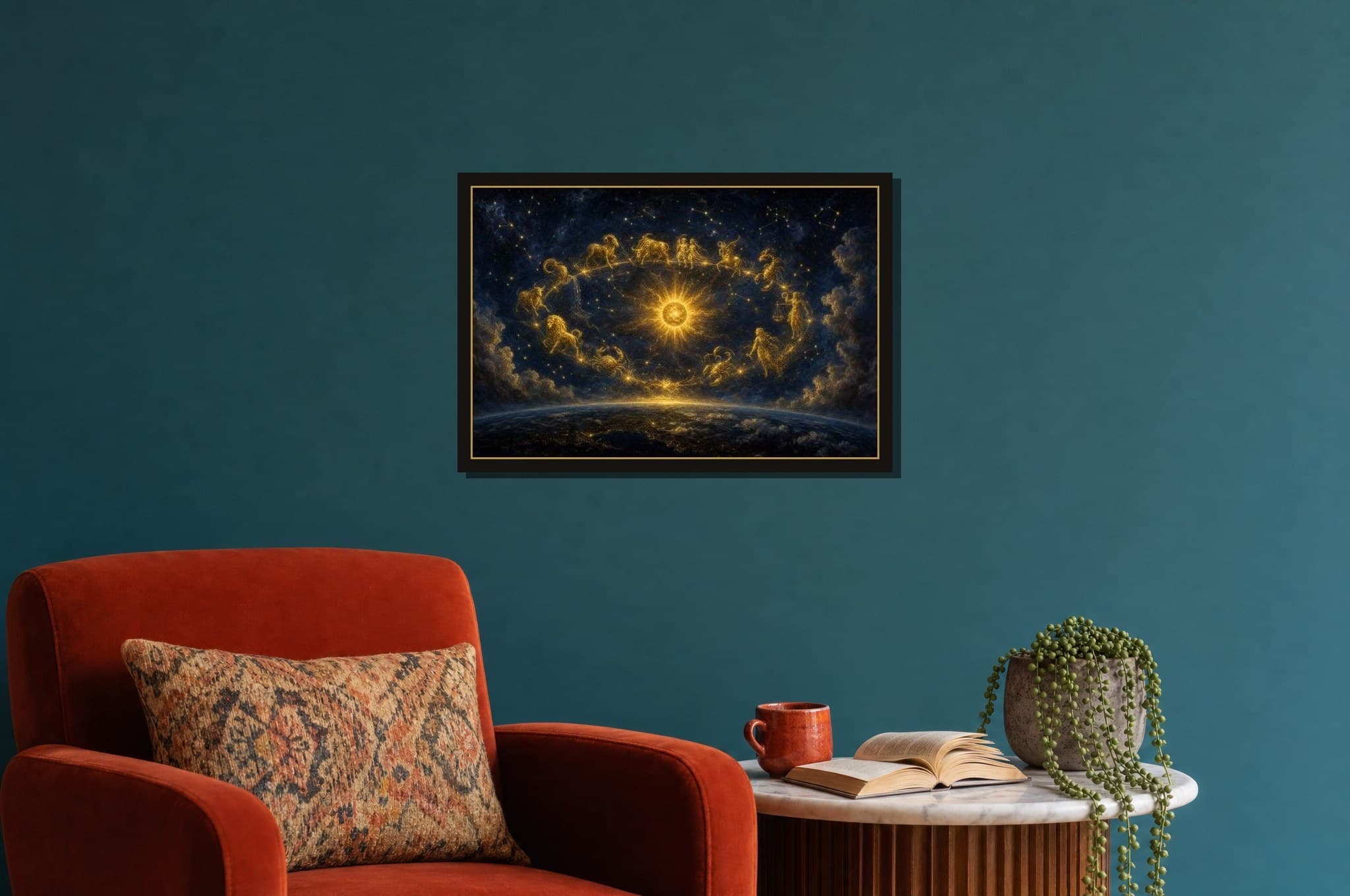 The Great Wheel shown as a framed fine-art print in a styled room